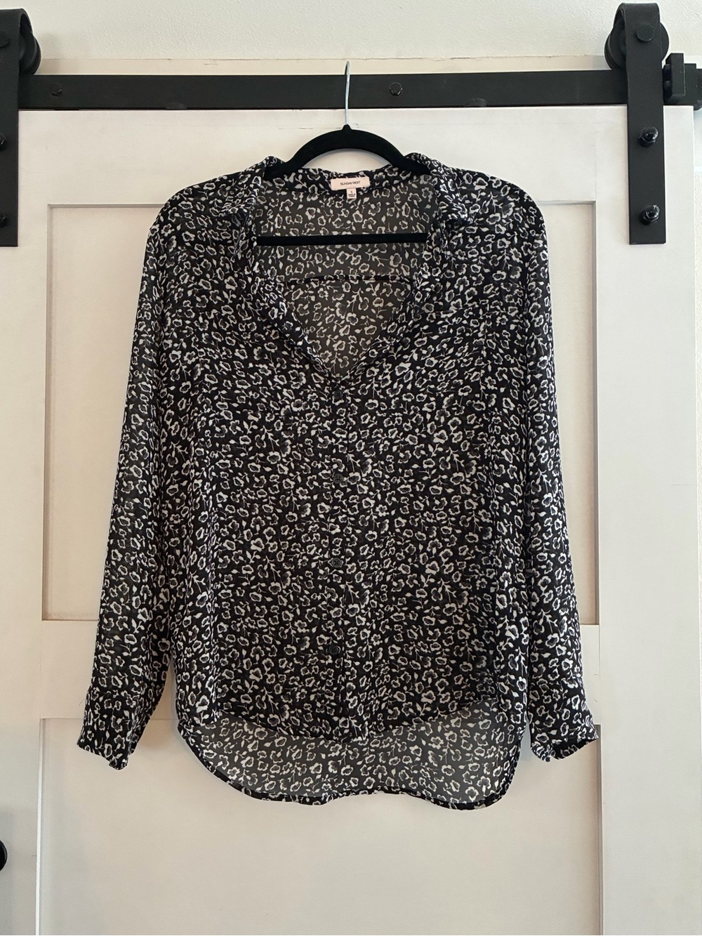 Sunday best Black Leopard Print Button-Front Blouse